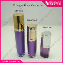 SRS alibaba China15ml 30ml 50ml красочный роскошь треугольник форма фиолетовый пустой акриловый лосьон бутылка